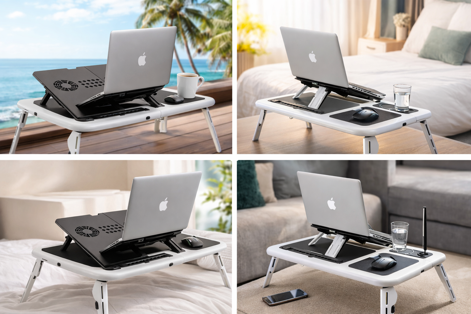 Mesa Con Base Portátil Refrigerador + pad Mouse + Porta Vasos