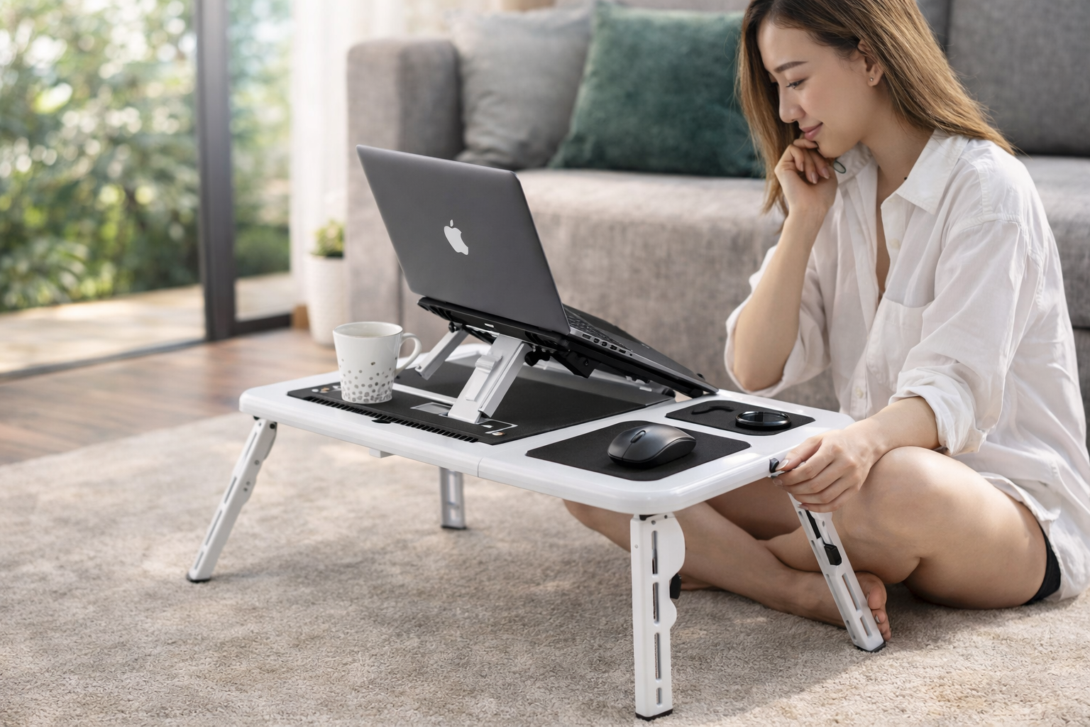 Mesa Con Base Portátil Refrigerador + pad Mouse + Porta Vasos